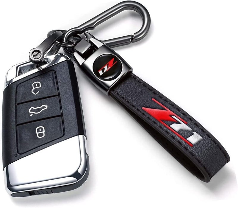 BFIVEANTE leather car keychain set for Chevrolet Z71 men and women family present keychain key ring lanyard accessories (black) - Image 4